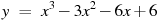 y~=~x^3-3x^2-6x+6