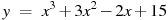 y~=~x^3+3x^2-2x+15