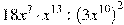 18x^7\cdot {{x}^{13}}:{{(3{{x}^{10}})}^{2}}