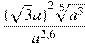 \frac{{{(\sqrt{3}a)}^{2}}\sqrt[5]{a^3}}{{{a}^{2,6}}}
