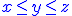 http://www.imathas.com/cgi-bin/mimetex.cgi?\color%7bblue%7d%7Bx%7D%5Cle%7By%7D%5Cle%7Bz%7D