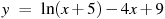 ��������: y~=~\ln (x+5)-4x+9
