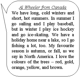 ����������� ������������� �������: Al Wheeler from Canada

We have long, cold winters and short, hot summers. In summer I go sailing and I play <a title=
