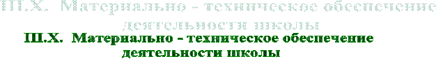 III.X. Материально - техническое обеспечение деятельности школы