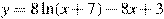 y=8\ln(x+7)-8x+3