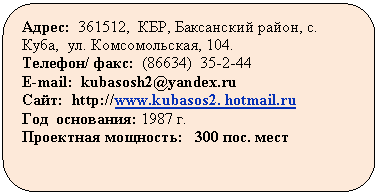 ����������� �������������: �����:  ���, ���������� �����, �. ����, .

�������/ 

�-mail: kubasosh2@*****

C���: http://www.kubasos2. *****

��� ���������: 1987 �.

��������� ��������: 300 ���. ����




