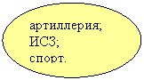 Овал: артиллерия;
ИСЗ;
спорт.