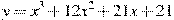 y=x^3 +12x^2+21x+21