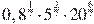 {{0,8}^{\frac{1}{7}}}\cdot {{5}^{\frac{2}{7}}}\cdot {{20}^{\frac{6}{7}}}