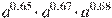 {{a}^{0,65}}\cdot {{a}^{0,67}}\cdot {{a}^{0,68}}