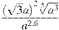 \frac{{{(\sqrt{3}a)}^{2}}\sqrt[5]{a^3}}{{{a}^{2,6}}}