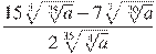 \frac{15\sqrt[5]{\sqrt[28]{a}}-7\sqrt[7]{\sqrt[20]{a}}}{2\sqrt[35]{\sqrt[4]{a}}}