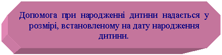 Восьмиугольник: Допомога при народженні дитини надається у розмірі, встановленому на дату народження дитини.