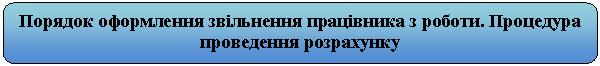 Скругленный прямоугольник: Порядок оформлення звільнення працівника з роботи. Процедура проведення розрахунку