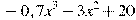 -0,7x^3-3x^2+20
