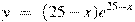 y~=~(25-x){{e}^{25-x}}