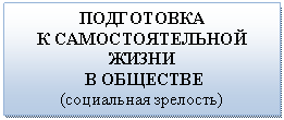 Подпись: ПОДГОТОВКА
К САМОСТОЯТЕЛЬНОЙ ЖИЗНИ
В ОБЩЕСТВЕ
(социальная зрелость)