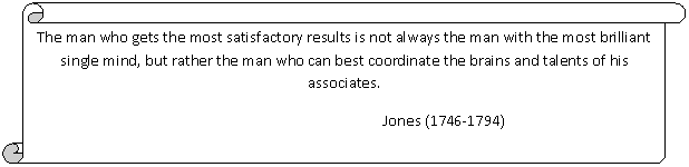 Вертикальный свиток: The man who gets the most satisfactory results is not always the man with the most brilliant single mind, but rather the man who can best coordinate the brains and talents of his associates.
Jones ()
(English scientist)