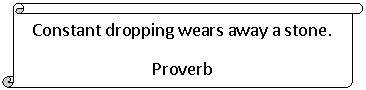 Вертикальный свиток: Constant dropping wears away a stone.
Proverb