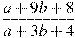 \frac{a+9b+8}{a+3b+4}