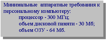 �������: ����������� ���������� ���������� � ������������� ����������:

 ��������� - 300 ���;

 ����� �������� ������ - 30 ��;

 ����� ��� - 64 ��.

