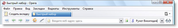 Поле поиска в браузере Opera.