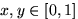 $x,y\in[0,1]$