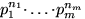 $p_1^{n_1}{\cdot}\ldots{\cdot}p_m^{n_m}$