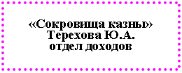 Подпись: «Сокровища казны»
отдел доходов