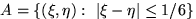 $A=\{(\xi,\eta): ~ \vert\xi-\eta\vert\le 1{/}6\}$