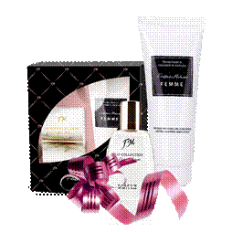 FM 21 - perfumy z kolecji HOT + Perfumowany zel pod prysznic + Pudelko na zestaw