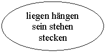 Овал: liegen hängen
sein stehen stecken