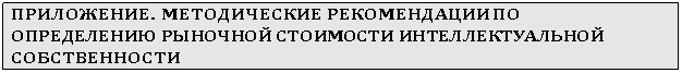 Подпись: ПРИЛОЖЕНИЕ. МЕТОДИЧЕСКИЕ РЕКОМЕНДАЦИИ ПО ОПРЕДЕЛЕНИЮ РЫНОЧНОЙ СТОИМОСТИ ИНТЕЛЛЕКТУАЛЬНОЙ СОБСТВЕННОСТИ