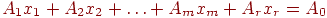 A_1 x_1 + A_2 x_2 + \ldots + A_m x_m + A_r x_r = A_0 