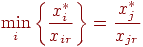 \min_i \left\{ \frac{x_i^*}{x_{ir}} \right\} = \frac{x_j^*}{x_{jr}}