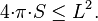 4{\cdot}\pi{\cdot} S\le L^2.