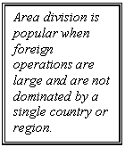 �������: Area division is popular when foreign operations are large and are not dominated by a single country or region.



