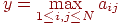 y = \max_{1 \le i, j \le N} a_{ij}