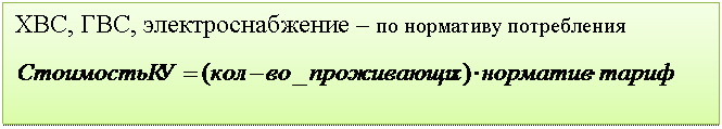 Подпись: ХВС, ГВС, электроснабжение – по нормативу потребления