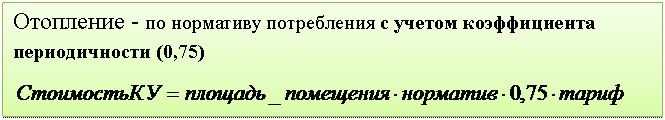 Подпись: Отопление - по нормативу потребления с учетом коэффициента периодичности (0,75)