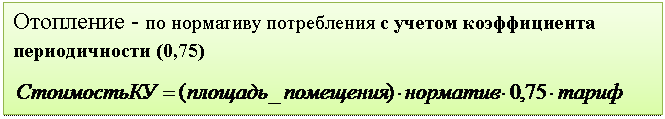 Подпись: Отопление - по нормативу потребления с учетом коэффициента периодичности (0,75)