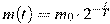 m(t) = m_0 \cdot 2^{-\frac{t}{T}}