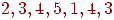 2, 3, 4, 5, 1, 4, 3