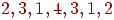 2, 3, 1, 4, 3, 1, 2