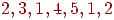 2, 3, 1, 4, 5, 1, 2