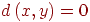 d\left(x,y\right)=0