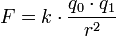 ~ F = k \cdot \frac{q_0 \cdot q_1}{r^2}