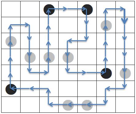 Threading Challenge Masyu path example