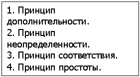 Подпись: 1. Принцип дополнительности.
2. Принцип неопределенности.
3. Принцип соответствия.
4. Принцип простоты.