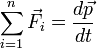 \sum_{i=1}^n \vec{F_i} = \frac{d\vec{p}}{dt}